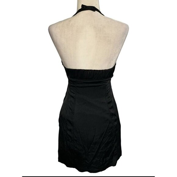 Zara Satin Bustier Mini Dress LARGE Black Lingerie Style open back Seamed NEW - Picture 11 of 16